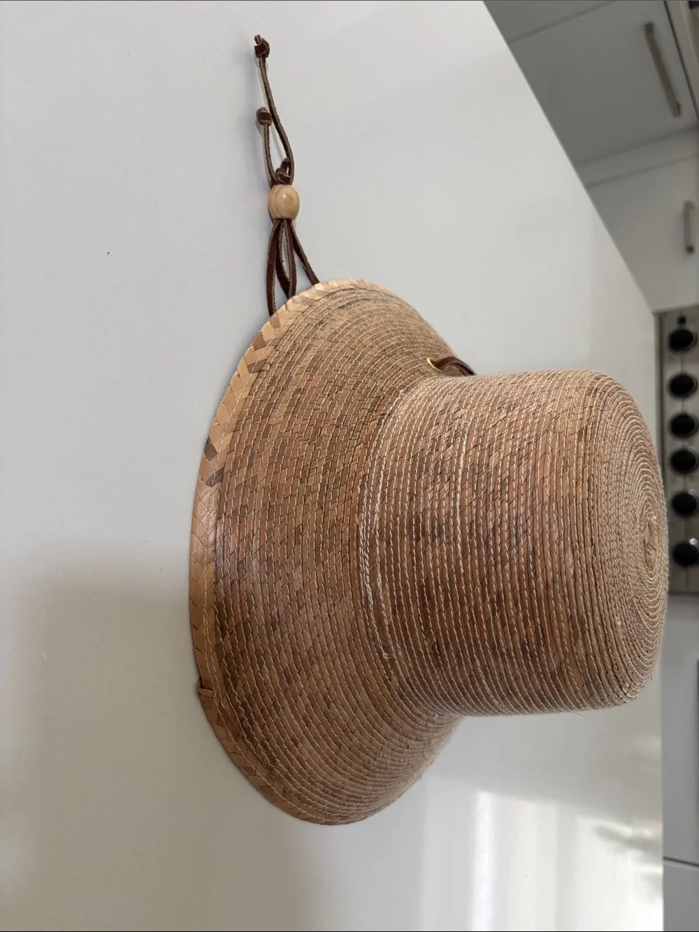 Anthropologie Woven Straw Sun Hat with Chin Tie - Brown
